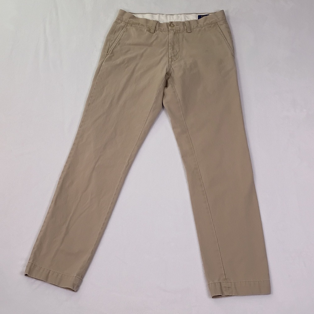Polo Ralph Lauren Mens Slim Fit Chino Pants Tan Khaki Cotton 32x34 - Picture 2 of 16